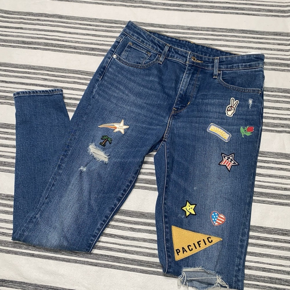 Levi's Montana Sky Riders Patch Skinny Jeans Size 29 Women's